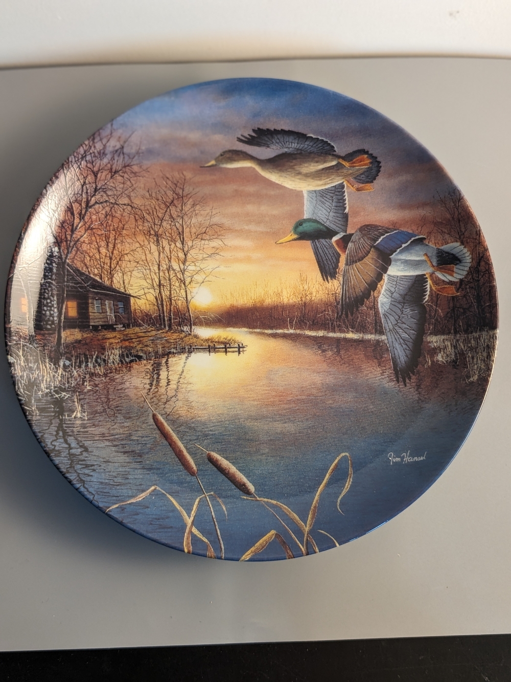 Vtg Bradford Exchange Plate Gliding On Gilded Skie Jim Hansel Woodland Wings